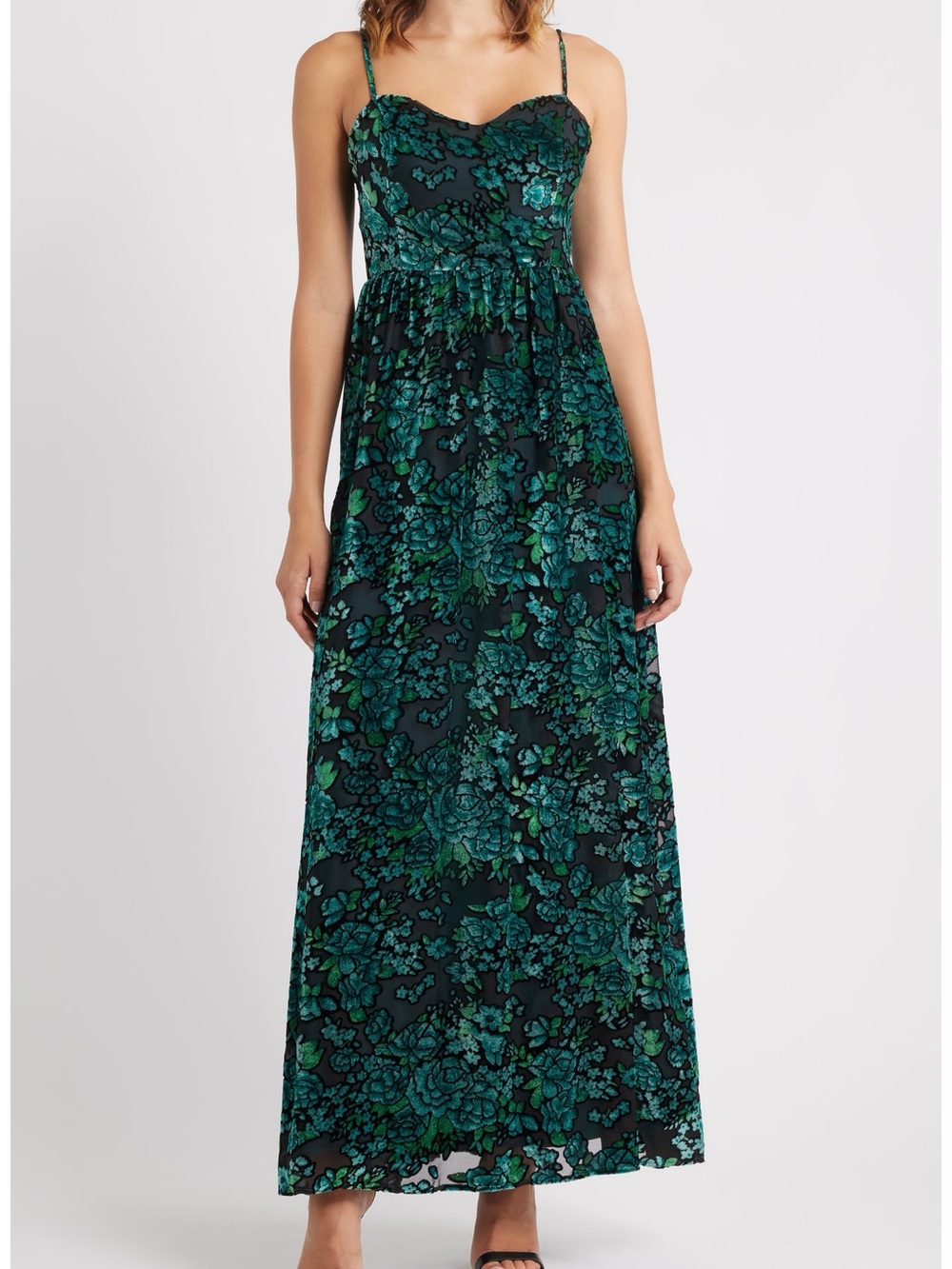 Minka Floral Velvet Burnout Gown